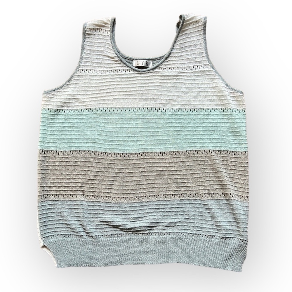 Gyk Blue Color Block Knit Sleeveless Top Size M/L